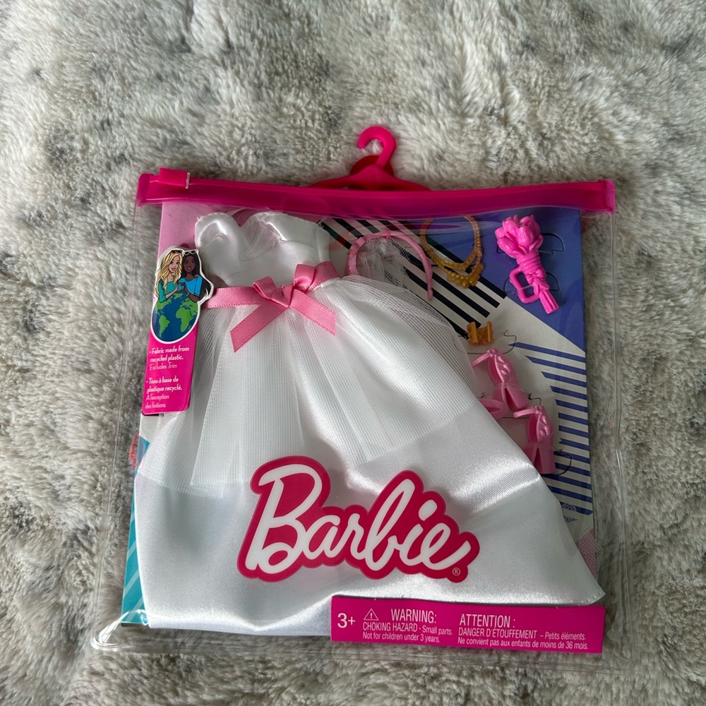 Barbie White and Pink Dress Set